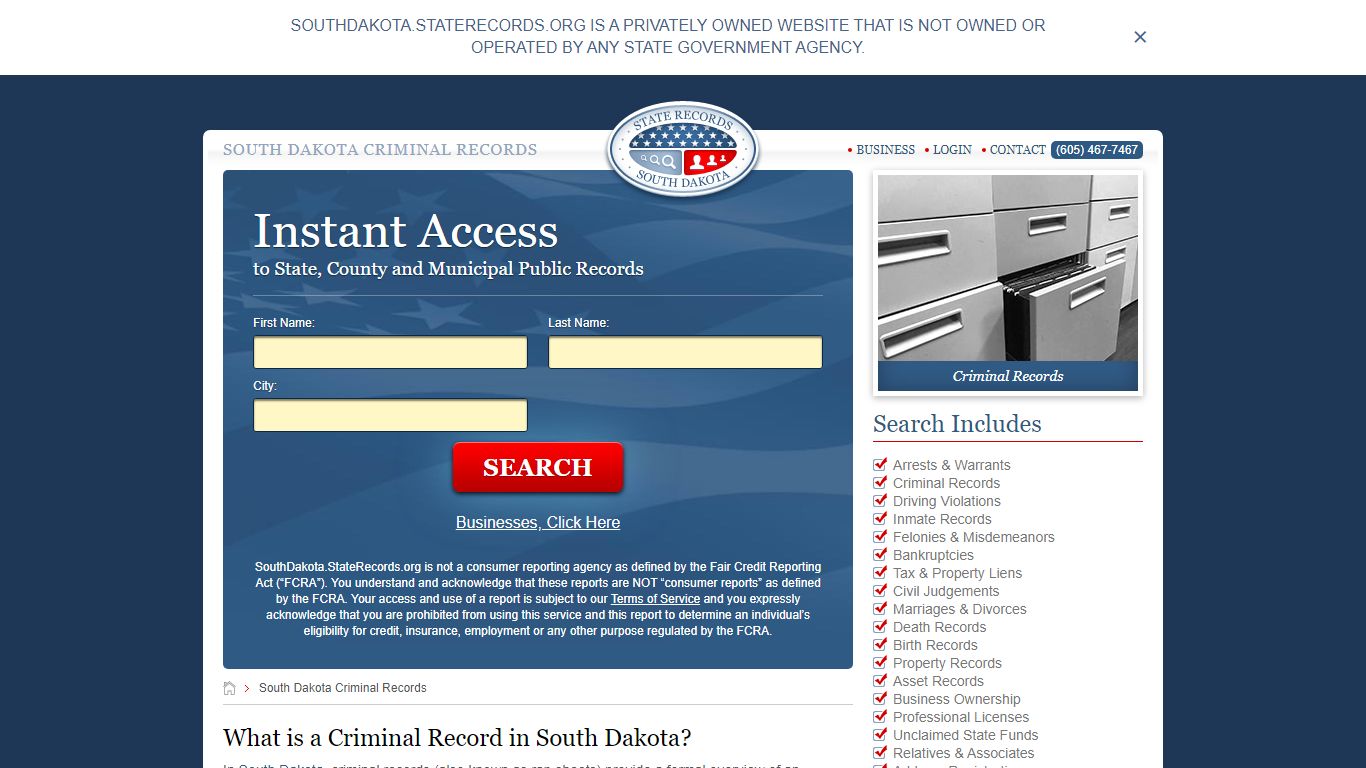 South Dakota Criminal Records | StateRecords.org